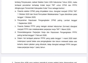 Jadwal Seleksi ASN Kutim 2024 Disesuaikan, Ini Perubahannya